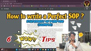 How to write a perfect SOP ? | Statement of Purpose | Tamil | Abroad study | PhD | ThiNK Biology