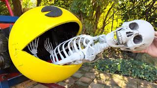 Skeleton vs Real Life PacMan Shredder