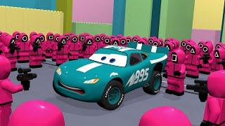 Lightning McQueen Vs Lego Squid Game Pink Soldiers part 1