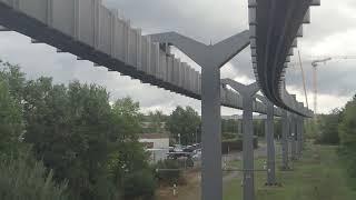 A ride of the Düsseldorf airport suspended monorail.