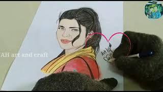 Pencil art in Shruti Hassan/ Oil pastels colour Drawing in Shruti Hassan