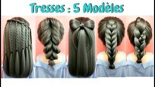 5 MODÈLES de TRESSES | Cheveux Longs et Mi-Longs | Coiffure Tresse Facile