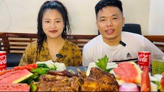 Oksha ka hawaichar ki mukbang - Smoked pork with axone -#mukbang #nagaland #manipur