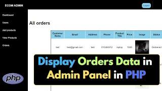 Show all Order Data from Database in Admin using PHP | PHP E-Commerce Project Tutorial