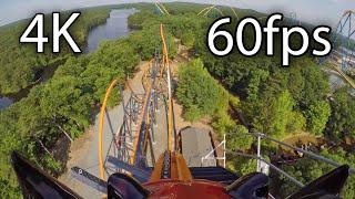 Jersey Devil Coaster front seat on-ride 4K POV @60fps Six Flags Great Adventure