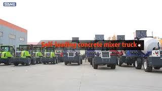 Self loading concrete mixer trucks display