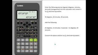 fx300ES+2: Sexagesimal Values (Degree, Minutes, Seconds)Calculations and Decimal Conversion