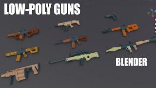 Low poly Guns in BLENDER