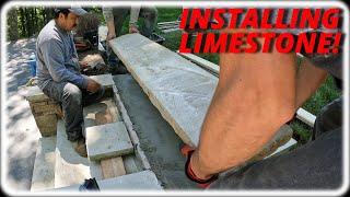 Installing Limestone Caps On The Pickleball Court Steps!