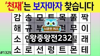 '천재'는 보자마자 찾습니다 #1329 왕중왕전 [숨은단어찾기,치매예방퀴즈,치매테스트,치매예방활동,단어퀴즈,치매예방,낱말퀴즈]