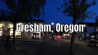 Gresham, Oregon (Downtown, Night) 4k60 Walking Tour Binaural Audio