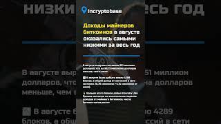 Доходы майнеров биткоинов в августе оказались самыми низкими за весь год