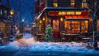 Christmas Coffee Shop Ambience with Coffee Shop Sounds, Crackling Fireplace and Snow Falling