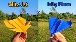 Glitz Jet vs Jolly Plane Paper Aircrafts Flying and Making | How to Make Long Distance Flying Plane