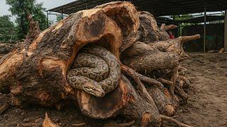 Life Threatening Tree Felling ‼ Only the Sawmill Dared to Cut It Down