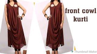 Beautiful designer front cowl kurti making | How to make cowl/draped kurti/dress |