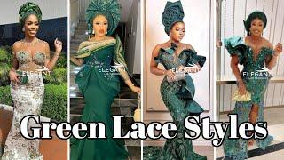 LATEST Green Lace Styles 2024: Asoebi Styles For Owanbe | Nigerian Lace Style 2024 | Asoebi Lace