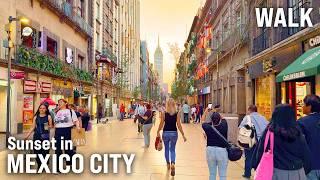 MEXICO CITY Walking Tour at SUNSET & Night | Aztec Dancers, Zócalo, Reforma & Zona Rosa [4K/ASMR]