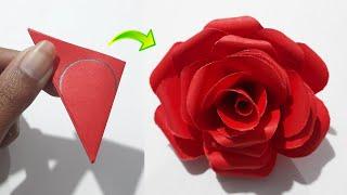 How To Make Paper Rose Easy | Beautiful Paper Rose Flower Making Idea | Diy Paper Rose Flower