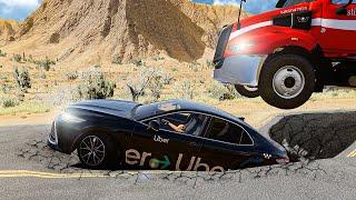 BeamNG Drive - Road Potholes Car Crashes #2