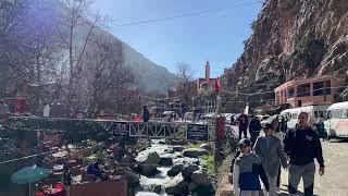 Ourica water falls, restaurants on the street