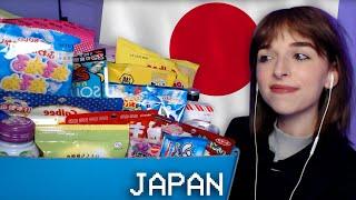 trying Japanese snacks and candy 