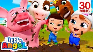 Old MacDonald's Farm Animals! | Little Angel | Moonbug Kids - Farm Animals