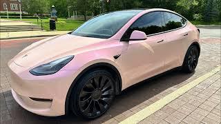 Pink Tesla Model Y Car Wrap | White Rabbit Wraps