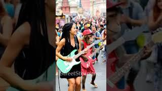 Street Performance! A Monkey & Girl Rock the Crowd  Relaxing Music & Travel Vibes #guitar #rock