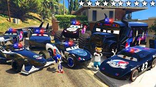 I STOLE LIGHTNING MCQUEEN POLICE CARS WITH SONIC FROM REAL LIFE IN GTA 5