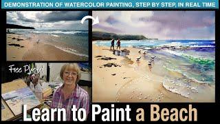 Learn to Paint a Beach! Step-by-Step Real Time Demonstration for Beginners and Intermediate Artists