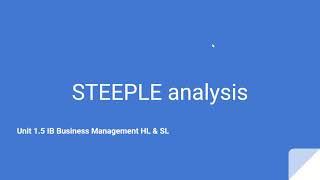 STEEPLE Analysis | Unit 1.5 IB Business Management