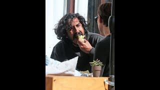 Dev Patel eating lunch out with two girls in Los Angeles.