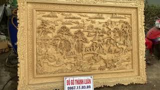 Tranh đồng quê gỗ pơ mu thơm ngát có 1-0-2 đồ gỗ thành luân