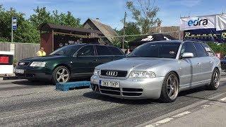 Audi S4 B5 Quattro 2.7BiT vs Audi A6 C5 2.8 Quattro 1/8 mile drag race