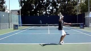 Mardy Fish practicing his serve and volley at the 2009 LA Tennis Open.