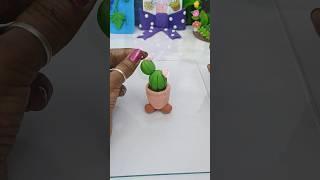 Tiny Cactus, Big Smile!  DIY Clay Kawaii Pot Plant #youtubeshorts #diy #craft