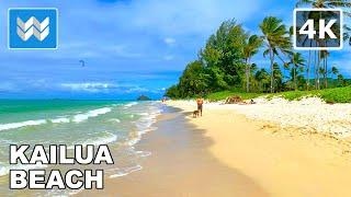 [4K] Kailua Beach in Oahu Hawaii USA - Walking Tour & Travel Guide  Relaxing Beach Waves Sound