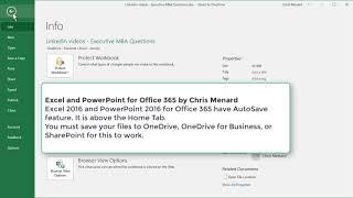 AutoSave in Excel and PowerPoint for Office 365 by Chris Menard