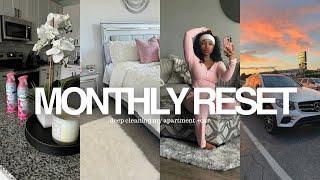 MONTHLY RESET: DEEP CLEANING MY ENTIRE APARTMENT ᥫ᭡ | motivation, organizing, car wash, + more