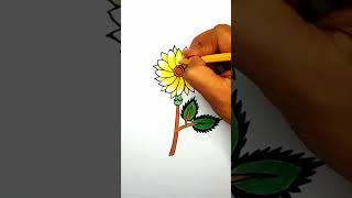 Easy sunflower  drawing|Step-by-Step tutorial #viral #flowers #sunflower #trending