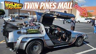 Visiting the Back to the Future mall in a Delorean