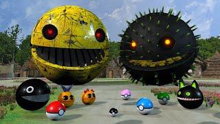 Robot Pacman vs Cartoon Cat vs Ms Pacman