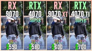 RX 9070 vs RTX 4070 SUPER vs RX 9070 XT vs RTX 4070 TI SUPER | Ryzen 7 9800X3D - Test in 20 Games