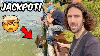 We Found GOLD! Big Magnet Fishing Jackpot In The River!