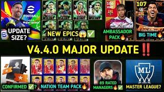 V4.4.0 Major update this thursday|New campaign &89 rated managers|free coins|New packs|efootball