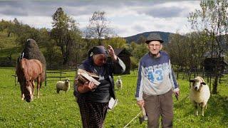 Happy people of the Carpathian Mountains. Isolated village in the Maramures region