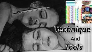 Indenting Technique For Hair Drawing -  Hyper Realistic Drawing / Techniques and Tools