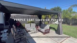 Purple Leaf 12' x 16' Grey Louvered Pergola