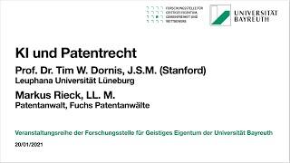 Prof. Dr. Tim W. Dornis und Markus Rieck: KI und Patentrecht